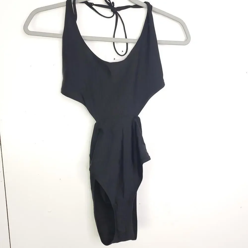 Aerie Swimsuit Womens Small Cutout ONe Piece Halter Strap Padded Backless